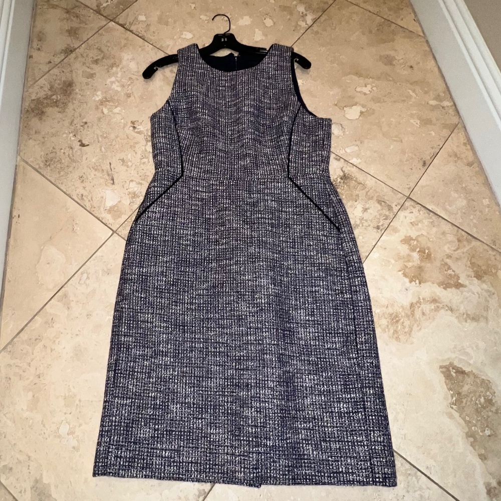 Jcrew Navy and Pink Tweed Work Dress - Size 10